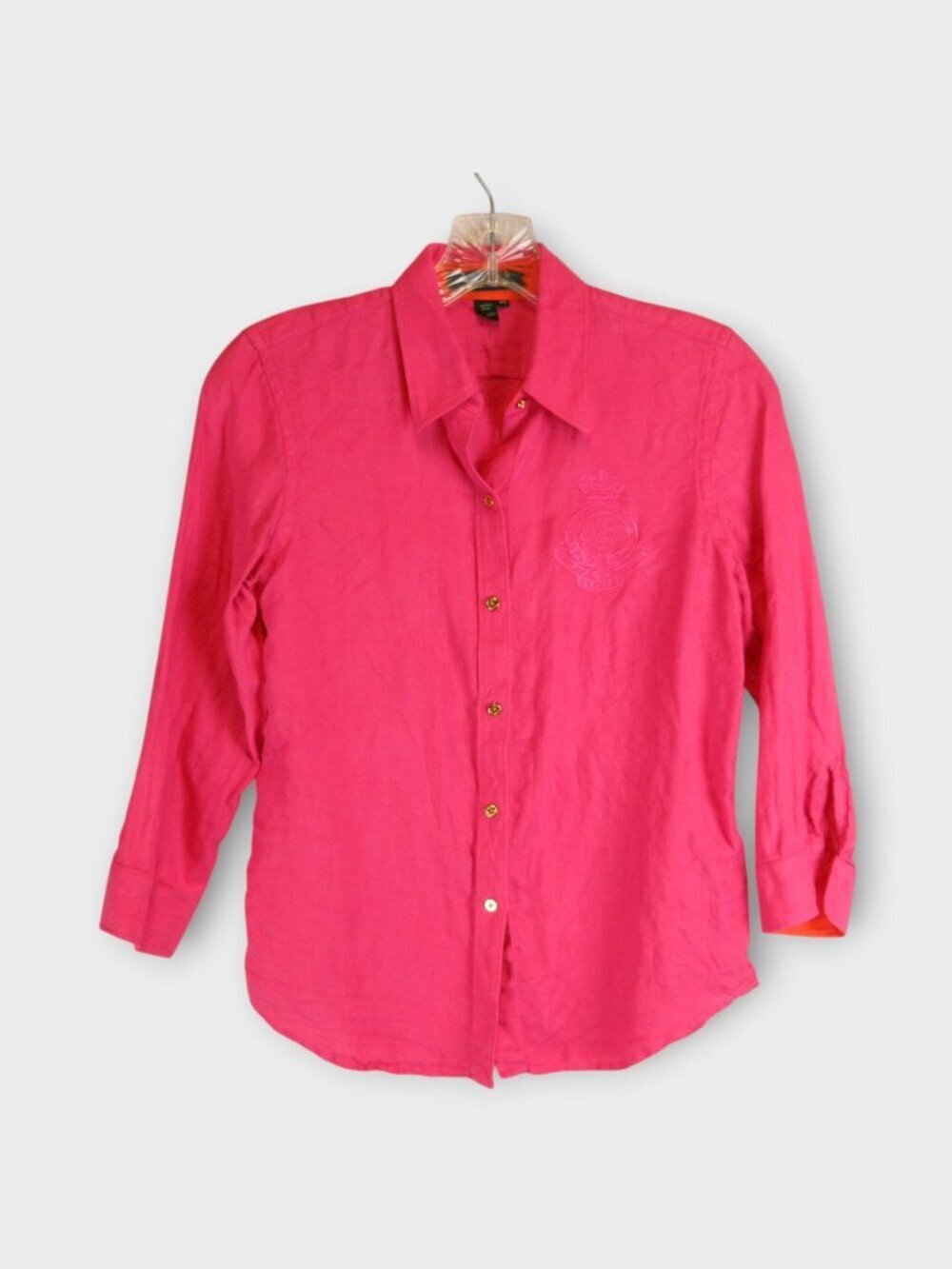 Lauren Ralph Lauren Pink Linen Button-Down Shirt Size S
